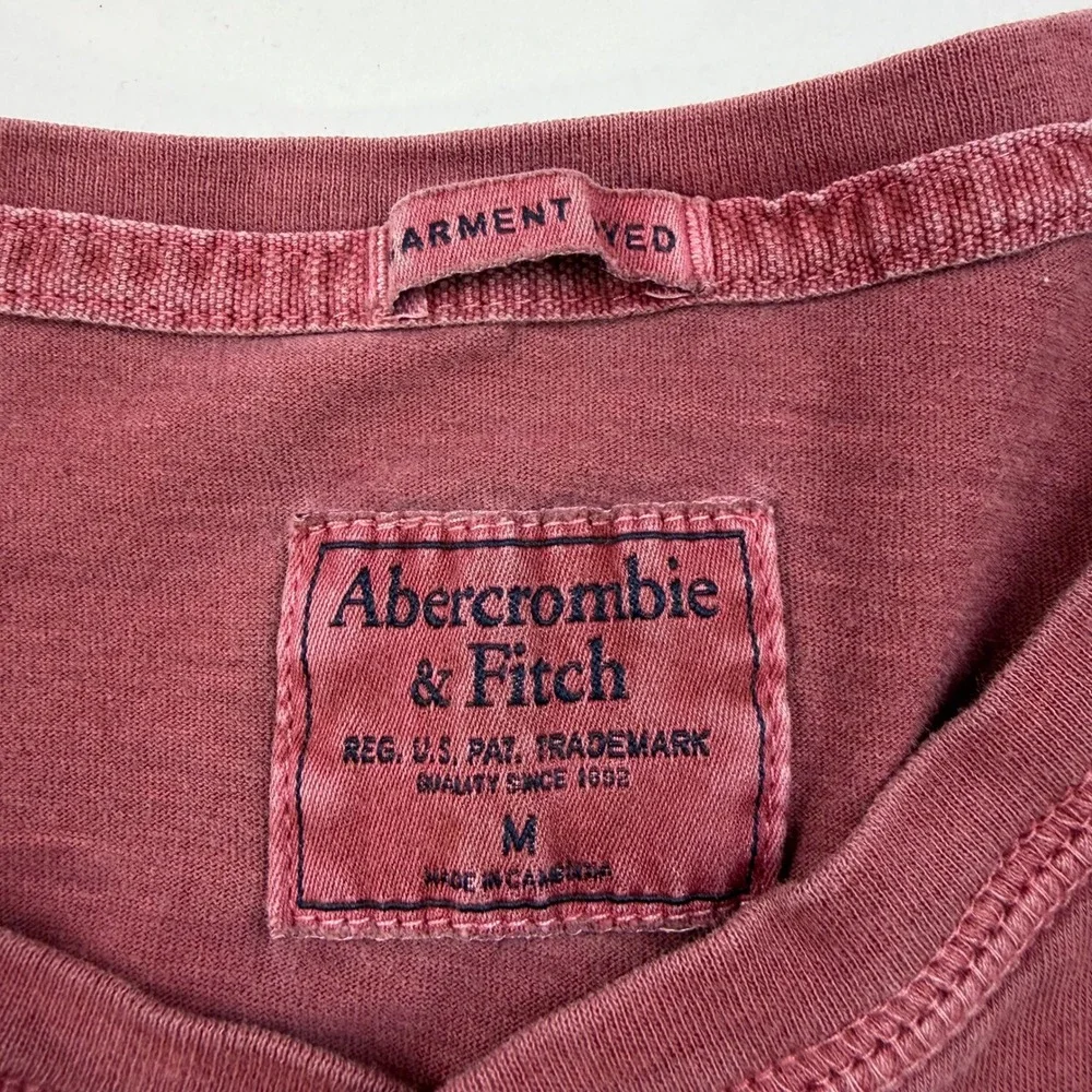 Abercrombie & Fitch Garment Dyed Henley Mens Medium Burgundy Long Sleeve Cotton